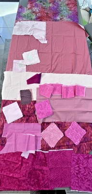 FABRIC Pink Bundle Job Lot Fat Quarter Remnants Offcut Patchwork  X 74 PCS 783G - Image 1 of 4