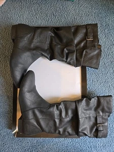 Lower East Side Rumpled Leather Size 8.5 Knee High Womens Black Boots - Picture 1 of 5