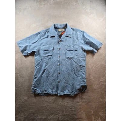 Tommy Bahama Shirt Mens L Blue Linen Silk Short Sleeve Button Up *Read - Image 1 of 4