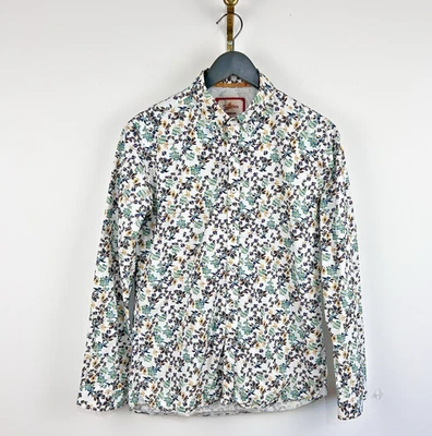 Joe Browns повседневная рубашка размер маленький белый синий цветочный ботанический длинным рукавом - Изображение 1 из 4