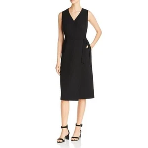 Nuevo con etiquetas Vestido envolvente de cóctel Lafayette 148 New York Pammie negro sin mangas talla 16 - Imagen 1 de 9