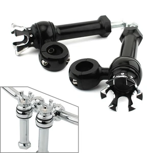 1" Motorrad Lenkerhalterung Riser Schwarz & Silber für Harley Dyna Softail - Picture 1 of 9