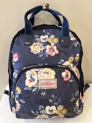 Cath Kidston Vintage Blue Floral oil cloth Backpack + laptop section EXCELLENT  - Image 1 of 4