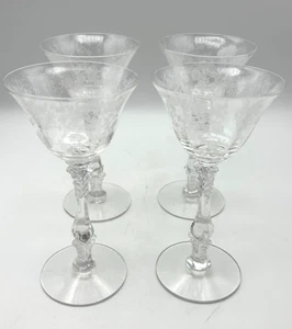 Cambridge Rose Point Etched Liquor Glasses Set of 4 Vintage Barware - Picture 1 of 4
