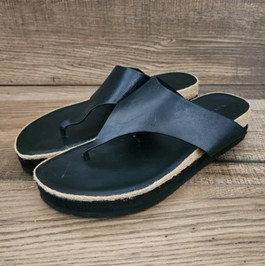 Vince Women's Fatima Leather Thong Sandal Comfortable Casual Flip-Flop Black 10 - Picture 1 of 9