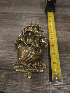 Antique 16th Century Galleon Ship Boat Nautical SOLID BRASS Door Knocker - Picture 1 of 8