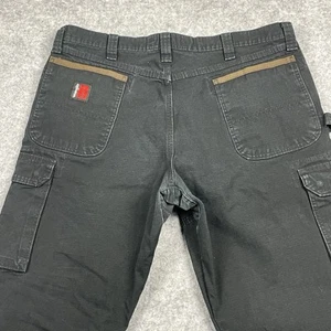 Wrangler Riggs Ripstop Ranger Mens 38x30 Black Canvas Cargo Utility Workwear - Picture 1 of 10