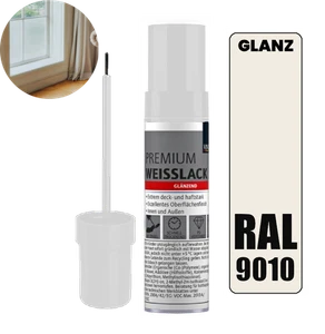 RAL 9010 WEISS GLANZ Ausbesserungsfarbe mit Pinsel für die Möbelrenovierung - Bild 1 von 6