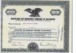 MARYLAND LIFE INSURANCE COMPANY OF BALTIMORE....1961 COMMON STOCK CERTIFICATE - Picture 1 of 1
