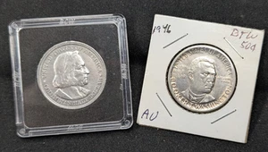 2 Commemorative Silver Half Dollars Columbia Expo & Booker T AU 250726 - Picture 1 of 5