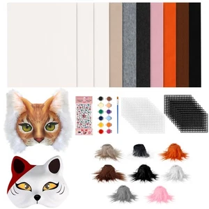 45 Pcs DIY Cat Therian Mask Material Kit with Super Soft Felt Fabric Sheet, P... - Picture 1 of 6