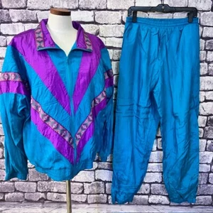 Lavon Vintage Turquoise & Purple 2 Piece Tracksuit Size XL - Picture 1 of 10