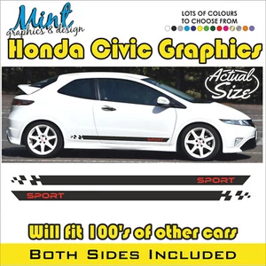 Calcomanías de vinilo deportivas laterales para Honda Civic tipo R pegatinas gráficos SIN P&P 011 - Imagen 1 de 4