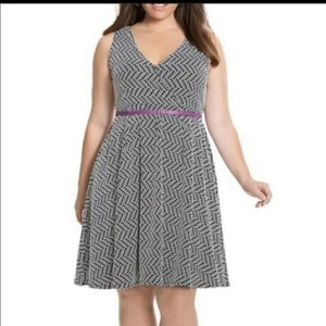 NEW Lane Bryant Blck and White Fit and Flare Dress Size 22 with Belt (1o1) - Picture 1 of 6