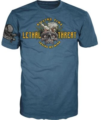 Camiseta azul manga corta Lethal Threat vintage Killing Time para hombre Foto 1 de 2