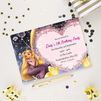 FUSSY PANTS DESIGNS Disney Princess Rapunzel 10 Personalised Birthday Party Invitations