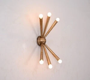 6 Armed Ceiling/Wall Light Modern Raw Brass Sputnik chandelier light Fixture. - Picture 1 of 7