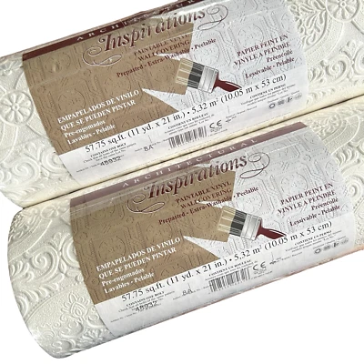 2 Rolls Architectural Inspirations Paintable Vinyl Wall Covering #48932 8A - NEW - Image 1 of 4