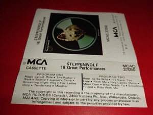 Steppenwolf - 16 GREAT PERFORMANCES - cassette (1975, MCA Canada) MCAC-37050 - Bild 1 von 4