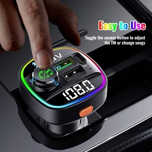 For Car Wireless FM Transmitter Adapter USB Charger AUX Hands-Free Fast Charging - Picture 1 of 11