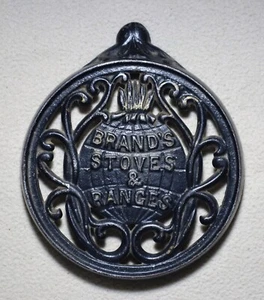 Antique Cast Iron "Brand's Stoves & Ranges" Round Air Vent ~ Damper Ornate 7" D - Picture 1 of 5