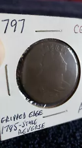 1797 Large Cent, Gripped Edge, Reverse of 1795 - Picture 1 of 2