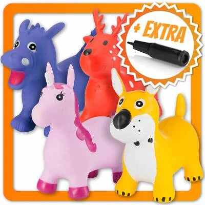 ALL KIDS UNITED Hüpftier aus Gummi Hopser Hüpfpferd inklusive Pumpe Hüpfball Jumper Springtier