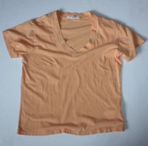 $78 perfectwhitetee Orange Small HENDRIX Tee V-Neck 100% Cotton Shirt *Flaw - Picture 1 of 8