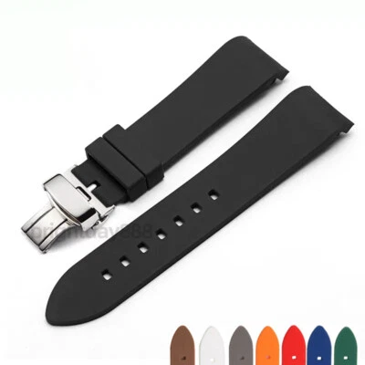 Correa de reloj de repuesto universal de goma de silicona curvada de 18-24 mm Foto 1 de 4