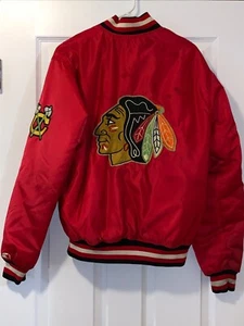 VINTAGE STARTER CHICAGO SCHWARZE FALKEN JACKE HERGESTELLT IN USA L BRUST 24 ZOLL LÄNGE 24 ZOLL - Bild 1 von 10