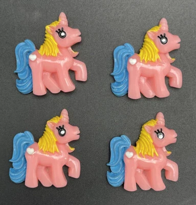 4 pcs My Little Pony Flatback Resin Cabochon Hair Bow Craft Embellishments 25mm - Image 1 of 3
