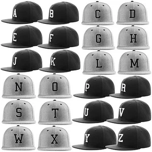MSTRDS Letter Snapback Cap ABC Cap A-Z Letters 3D Stitch Alphabet Hat Grey - Picture 1 of 98