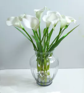10 Pcs Calla Lily Artificial PU Flower With Grass Wedding Decoration (#72) - Picture 1 of 4