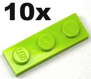 NEW LEGO - PLATES - 1 x 3 - Lime plate x 10 - 1x3 - Picture 1 of 1