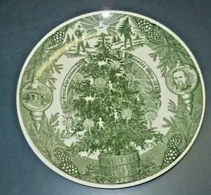 VINTAGE IL PRIMO ALBERO DI NATALE WOOSTER OHIO 1843 PIATTO 10" BOLLITORE MOLLE FORNO - Foto 1 di 5