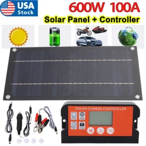 600W Watts Solar Panel Kit 100A Battery Charger w/ Controller Caravan Boat NEW - Picture 1 of 17