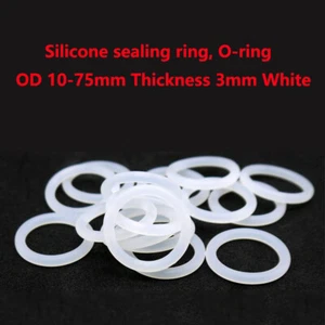 OD 10-75mm Thickness 3mm White Food Grade Silicone HIGH TEMP Gasket O-Ring Seal  - Picture 1 of 5