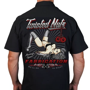 Lethal Threat Twisted Nuts Pin Up Girl Fabrication Siebdruck Arbeitsshirt - Bild 1 von 4