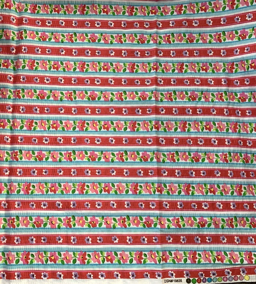 POR RAYAS FLORALES TELA Seersucker DSN#19835 Flores Foto 1 de 1