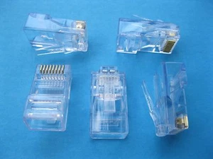 60 Pcs Water Clear RJ45 CAT5 8P8C Modular Plug Network Connector New - Picture 1 of 5