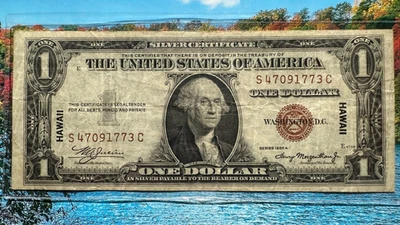 1935A $1 Silver Certificate Hawaii WWII Emergency Issue Brown Seal Note - Image 1 of 2