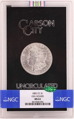 1882 CC Morgan Silver Dollar $1 NGC MS63 CAC  (GSA Hoard) - Image 1 of 4