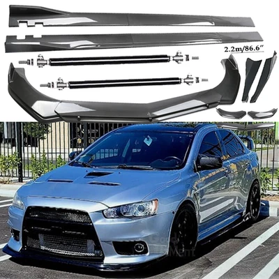 Carbon Fiber Front Bumper Lip Spoiler Side Skirt Body Kits For Mitsubishi Lance - Imagem 1 de 4