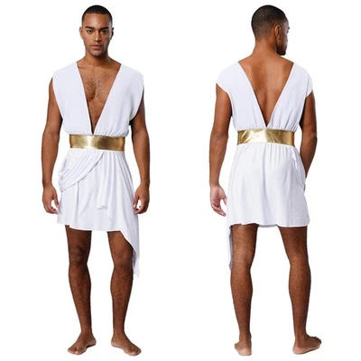 男式 Toga Warrior 服装角斗士花式连衣裙成人古希腊金属色 — 第 1/3 张图片