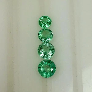 1.49ct Esmeralda Natural Redonda Bonita Verde Buen Brillo Juego de 4 piezas Gemas - Imagen 1 de 4