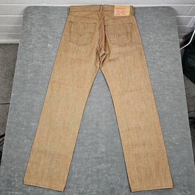 Levis 501XX Jeans Mens 32x32 Brown Monks Robe Crispy Rigid Cone Denim Button Fly - Image 1 of 4