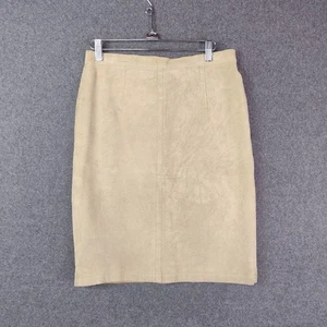 Hunt Club Pencil Skirt Tan 100% Suede Lined  W 28 Small/Medium - Picture 1 of 12