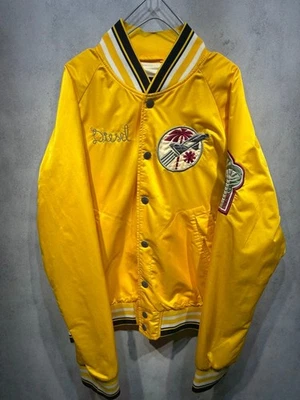 Chaqueta DIESEL Satin Stadium M Amarillo Nylon Bordado Vintage Streetwear - Imagen 1 de 4