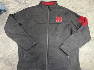 Colosseum Gray Nebraska Huskers Embroidered Stand Up Collar Full Zip Jacket XXL - Picture 1 of 8