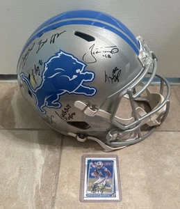 2025 DETROIT LIONS TEAM RÉPLICA FIRMADA TAMAÑO COMPLETO CASCO DE FÚTBOL AMERICANO CERTIFICADO DE AUTENTICIDAD CON BONIFICACIÓN - Imagen 1 de 14